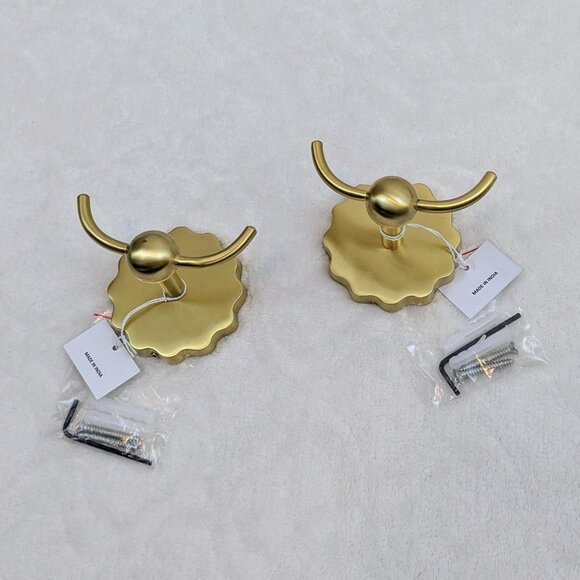 NWT Anthropologie Wiggle Bath Hook Set (2) in Brass - Picture 6 of 10